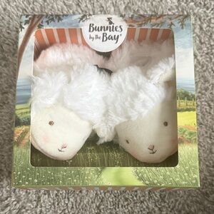 Bunnies by the Bay Cream and White Sheep Slippers